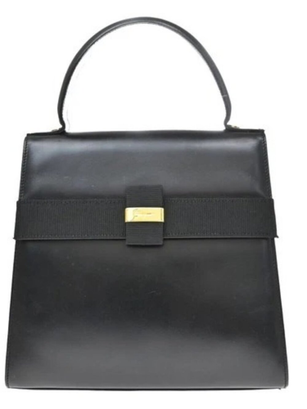 SALVATORE FERRAGAMO Vara Tote Top Handle Hand Bag Leather Black Italy 62KD825